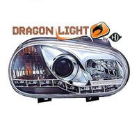 Par De Faros Proyector LHD LED Dragón Claro Cromo H1 H1 Para VW Golf IV 97-03