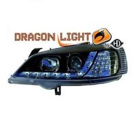 LHD Faros Proyectores Par LED Dragon Transparente Negro Para Opel Astra G 00-On