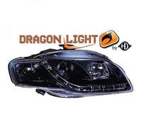Par De Faros Proyector LHD LED Dragón Claro Negro Para Audi A4 Avant 8E 04-07