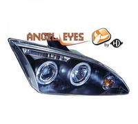 Par De Faros Proyector LHD Ojos De Ángel Claros Negros Para Ford Focus II 04-07