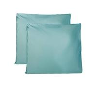 Par de Fundas de Almohada 100% algodón Puro 60x60 cm, Juego de 2 Bed Cojines Telas, Cierre de Bolsas, Color sólido, tamaño estándar con - Verde Oscuro