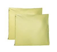 Par de Fundas de Almohada 100% algodón Puro 65x65 cm, Juego de 2 Bed Cojines Telas, Cierre de Bolsas, Color sólido, tamaño estándar con - Verde Claro
