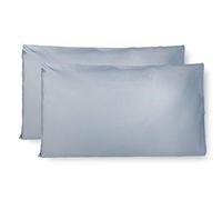 Par de Fundas de Almohada 100% Puro algodón 40x70 cm, Juego de 2 Bed Cojines Telas, Cierre de Bolsas, Color sólido, tamaño estándar con - Celeste.