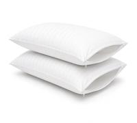 Par de Fundas de Almohada de 50 x 80 cm, 100% algodón Puro a Rayas, con Cremallera, Transpirables, Suaves, Lavables a 40 °C, Color Blanco