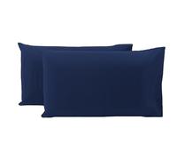 Par de fundas de cojín Sofia 100% algodón natural de color liso 50 x 80 cm (4611) (azul)