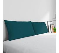 Par de Fundas MAX Color 100% algodón, Fabricadas en Italia, Medida de la Funda 50 x 80 cm con Solapa Interior, Color Liso - Petroleo