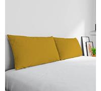 Par de Fundas MAX Color 100% algodón, Fabricadas en Italia, Medida de la Funda 50 x 80 cm con Solapa Interior, Color Liso - Mostaza