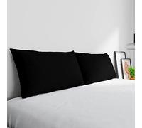 Par de Fundas MAX Color 100% algodón, Fabricadas en Italia, Medida de la Funda de Almohada 50 x 80 cm con Solapa Interior, Color Liso - Negro