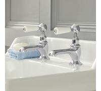 HudsonReed Par de Grifos para Lavabo Estilo Tradicional Color Negro y Cromado con Manijas a Palanca - Elizabeth