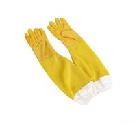 Par de guantes protectores de piel de oveja transpirable con rejilla de ventilación y diseño hueco para un manejo seguro de herramientas (amarillo XL)
