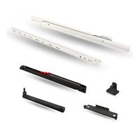 Par de guías deslizantes a rodillo, rueda para cajones + cierre suave amortiguado - Varios colores y tamaños (450 mm, gris)