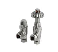 Par de Llaves Angular Termostáticas para Radiador o Toallero de Color Níquel Satinado en Estilo Antiguo Para Tubos de obre de 15mm - Regent