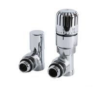 Par de Llaves Angulares Termostáticas Cromadas para Radiador con Adaptador - Cobre 16mm Válvulas de Radiador con Adpatadores
