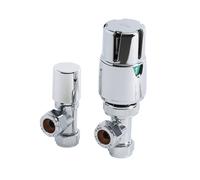 Par de Llaves Angulares Termostáticas Cromadas para Radiador para Tubos de Cobre de 15mm