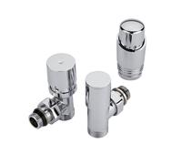 Par de Llaves Angulares Termostáticas Cromadas para Radiador y Toallero de 3/4” con Selección de Múltiples Adaptadores Pex y Multicapa