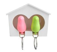 Par de llaves de pájaro de papel Sparrow Bird House - Tecla Tecla Botón Botón Casa para pájaros | 2 anillos conectados a gancho | Organizador romántico para casa | Tornarios de pájaros Birdhou