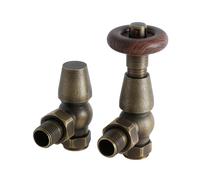 Par de Llaves para Radiador y Radiador Toallero Termostáticas Angulares Tradicionales - 16mm - Bronce