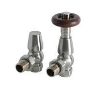 Par de Llaves para Radiador y Radiador Toallero Termostáticas Angulares Tradicionales - 16mm - Satinado