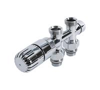 Par de Llaves Rectas Termostáticas Cromadas Multiblock H con Adaptador Cobre 12mm Válvulas de Radiador con Adpatadores