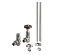 Par de Llaves Termostáticas Angulares Satinada para Radiador para Tubos de Cobre de 15mm