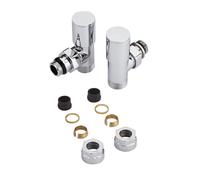 Par de Llaves Termostáticas para Radiador y Radiador Toallero Completas con Adaptadores para Tubos de Cobre de 16mm