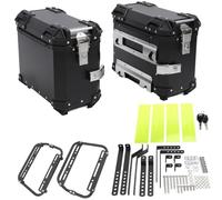 Par De Maletas Laterales para Motocicleta Caja De Almacenamiento De Aleación De Aleación De Aluminio 38L Alforja Rígida con Bastidor De Soporte para El Casco De Viaje Y Guantes(Negro)