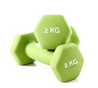 Par de mancuernas (2 x 2 kg) Pesas hexagonales de neopreno ideales para ejercicios de Functional Fitness Set DUMBBELLS Casa Gimnasio