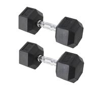 Par de mancuernas de 10 kg profesionales hexagonales revestidas de goma con mango antideslizante negro