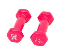 Par de mancuernas recubiertas de vinilo CanDo, color rosa, 1 lb, 2 piezas, pesas de mano para entrenamiento muscular y rutinas, equipo de gimnasi