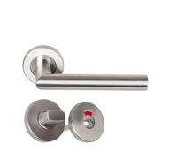 Par de manijas de puerta sobre rosetas redondas Elsa Angle Vif acero inoxidable 304 KLOSE BESSER - +1 par de rosetas condena + luz indicadora