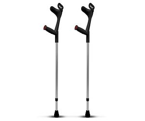 Par de Muletas hasta 140 kg en Negro - 2X Muletas de antebrazo Ossenberg Classic con empuñadura Suave Ergo - Andador en diseño Pulox