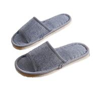 Par de pantuflas de lino con punta abierta, pantuflas de baño, antideslizantes, para hotel, para invitados, informales, lavables, talla universal, pantuflas de lino para hombre y mujer, azul marino, A
