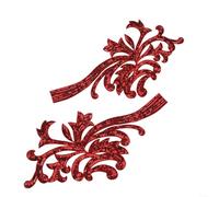 Par de parches bordados de encaje, exquisitos parches bordados de encaje, múltiples diseños (rojo)