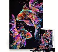 Par de Peces Dorados neón sobre Fondo Negro Rompecabezas para Adolescentes 1000 Piezas Recall Boost Gentle Leisure Clean Cut Santa Wish List (38x52cm)