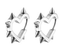 Par de pendientes de corazón cercanos a la oreja, Steel color