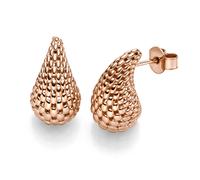 Par De Pendientes Stud Gota 16,5x9,5mm Patrón De Frambuesa 585 Oro Oro Rosa