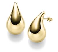 Par De Pendientes Stud Gota 30x17mm De 585 Oro Amarillo Brillante