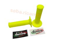 PAR DE PERILLAS DOMINÓ AMARILLO FLUIDO MANCUERNAS 22 MM MOTO SCOOTER UNIVERSALES