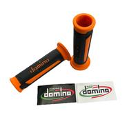 PAR DE PERILLAS DOMINO ANTRACITA NARANJA MANCUERNAS D. 22 MOTO SCOOTER UNIVERSAL