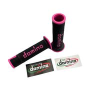 PAR DE PERILLAS DOMINÓ NEGRO ROSA MANCUERNAS DIÁMETRO 22 MOTO SCOOTER UNIVERS...