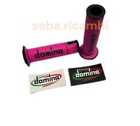 PAR DE PERILLAS DOMINÓ ROSA NEGRO MANCUERNAS DIÁMETRO 22 MOTO SCOOTER UNIVERS...