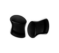 Par de piedra negra orgánica doble acampanada silla de montar forma de lágrima diseño piercing joyería camilla pendiente lóbulo oreja tapón de carne, Piedra, Sin gemas.