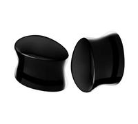 Par de piedra negra orgánica doble acampanada silla de montar forma de lágrima diseño piercing joyería camilla pendiente lóbulo oreja tapón de carne, Piedra, Sin gemas.