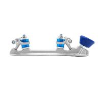 Par de placas de patín de aleación de aluminio con pivote de acero, tope de goma y freno de altura ajustable para patinaje cuádruple y personalización de zapatos (para tamaño 39-40, azul)