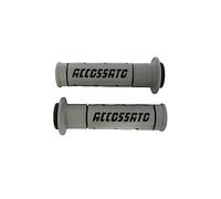 Par de puños de Goma bicomponente Gris con Texto Accossato Negro para Triumph Daytona 675 Desde 2006 hasta 2016 (CC 675)