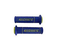 Par de puños de Goma de Dos componentes Azules con Texto Accossato Amarillo para Triumph Daytona 675 Desde 2006 hasta 2016 (CC 675)