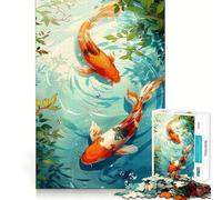 Par de Rompecabezas de Carpas koi para Adultos, 1000 Piezas, Juguete de lógica Fina, Informal, Relajante, con Bordes limpios, Pieza de Arte Fina (50x75cm)