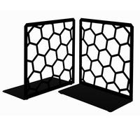 Par de sujetalibros de Metal Negro con diseño geométrico de Panal de Abeja