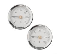 Par de termómetros de tubo de abrazadera de acero inoxidable de 63 mm, 2 piezas con resorte de calefacción, dispositivo mecánico de medición de temperatura de tubería