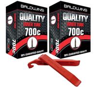 Par de tubos interiores de bicicleta Baldwin 700c (35-45C) se adapta a válvulas 35c, 38c, 40c, 42c, 45c) tipo Presta/French y palancas de neumático BALDY'S (paquete de 2)